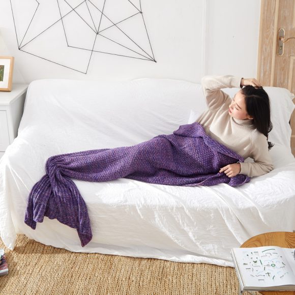 Mermaid Tail Blanket Knitted Crochet for Childern Super Soft Sleeping Blankets - Image 9