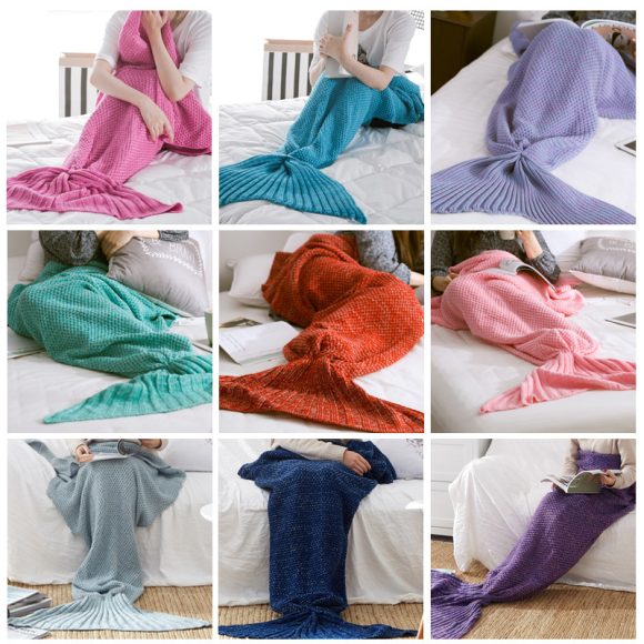 Mermaid Tail Blanket Knitted Crochet for Childern Super Soft Sleeping Blankets - Image 8