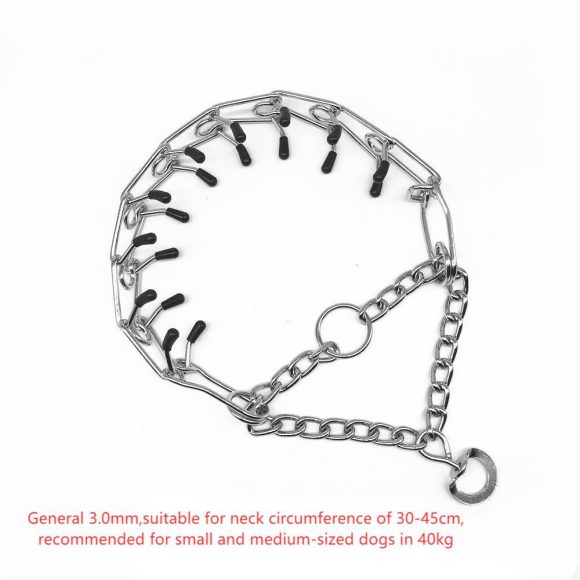 Chrome Plated  Pinch Dog Collar Proong Dogs Training Choke Chain Dog Training Necklace Rubber Tips Guardian - Image 3