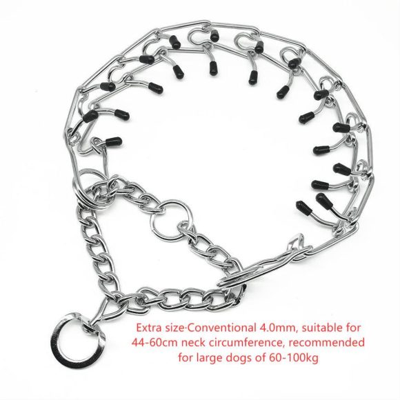 Chrome Plated  Pinch Dog Collar Proong Dogs Training Choke Chain Dog Training Necklace Rubber Tips Guardian - Image 7