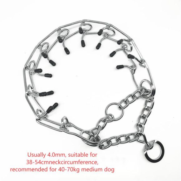 Chrome Plated  Pinch Dog Collar Proong Dogs Training Choke Chain Dog Training Necklace Rubber Tips Guardian - Image 4