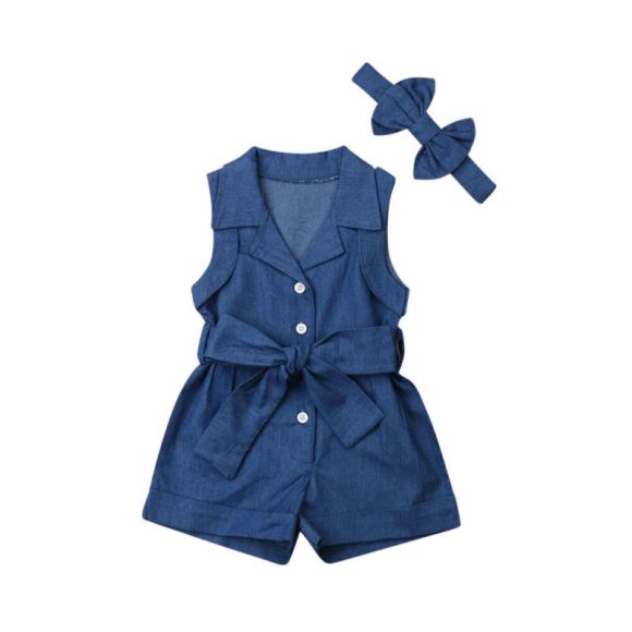 Pudcoco Kids Baby Girl Clothes Sleeveless Romper Denim - Image 2
