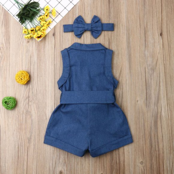 Pudcoco Kids Baby Girl Clothes Sleeveless Romper Denim - Image 3