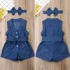 Pudcoco Kids Baby Girl Clothes Sleeveless Romper Denim - Image 5
