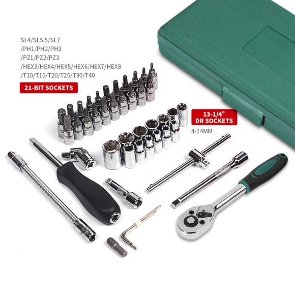 Car Repair Tool 46pcs Inch Socket Set Car Repair Tool Ratchet Torque Wrench Combo Tools Kit Auto Repairing Tool Set - Image 3
