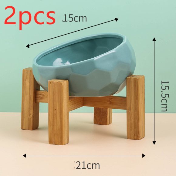 Pet Supplies Bowl Ceramic Cat Bowl Dog Bowl Oblique Mouth - Image 2