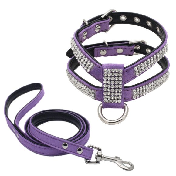 Shiny Rhinestone Pet Chest Harness Dog Leash - Image 3