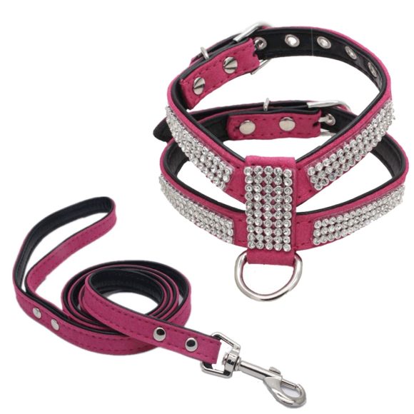 Shiny Rhinestone Pet Chest Harness Dog Leash - Image 4