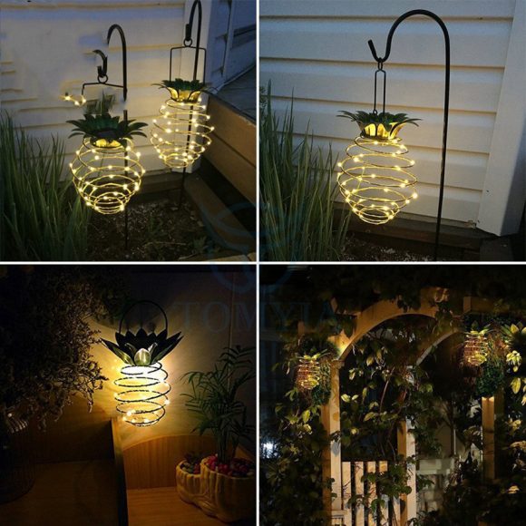 Outdoor Waterproof Garden Pineapple Solar Lights Path Lights Hanging Fairy Lights Solar Led Warm Fairy String Decor - Image 4