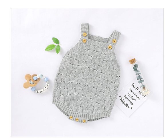 Solid Color Sling Baby Dress Baby Knitted Cotton One-Piece - Image 4