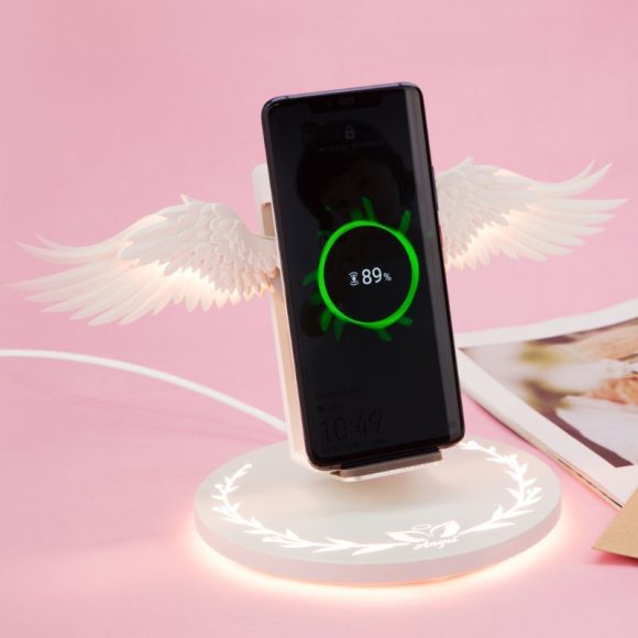 Universal Colorful LED Angel Wings Qi Wireless Charger Charge Dock For Mobile Phone Fast Charger - Image 6