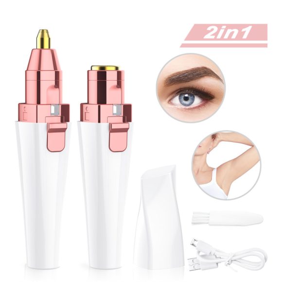 USB Charging Lipstick Shaver 2 In 1 Mini Electric Eyebrow Trimmer Facial Shaver Hair Removal Instrument - Image 4