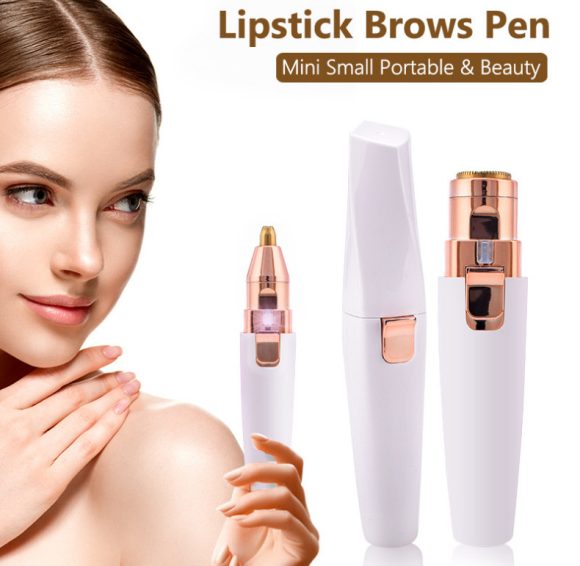 USB Charging Lipstick Shaver 2 In 1 Mini Electric Eyebrow Trimmer Facial Shaver Hair Removal Instrument - Image 5