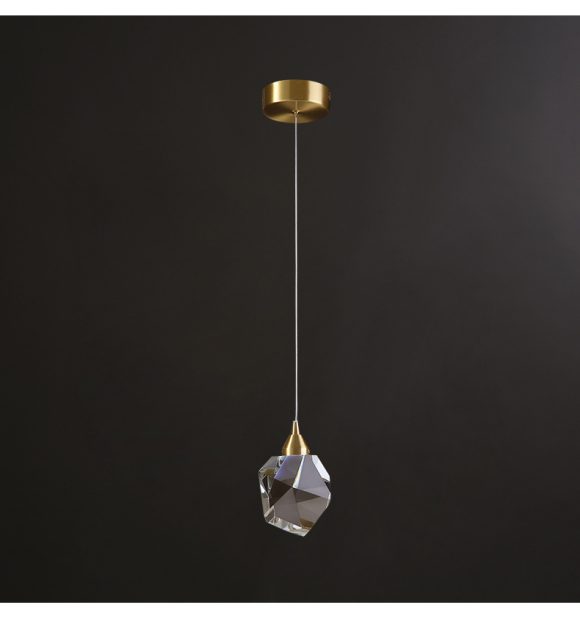 All Copper Light Luxury Crystal Chandelier Modern Minimalist Restaurant Three-Head Chandelier - Image 6