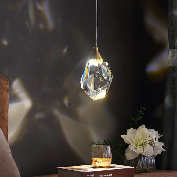 All Copper Light Luxury Crystal Chandelier Modern Minimalist Restaurant Three-Head Chandelier - Image 9