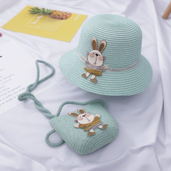 Cute Rabbit Decoration Bag Two-Piece Straw Hat - Image 4