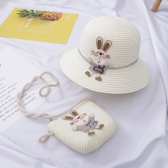 Cute Rabbit Decoration Bag Two-Piece Straw Hat - Image 7