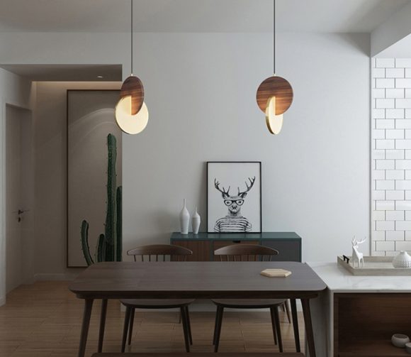 Long-line Light Atmosphere Walnut Solid Wood Chandelier - Image 2