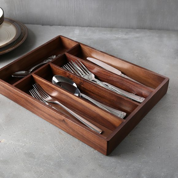 Black Walnut Western Cutlery Storage Box - Image 4