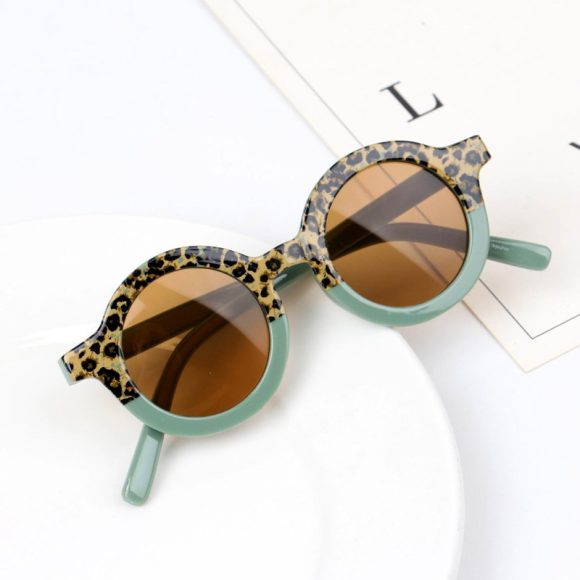 Children's Fashion Round Leopard Print Patchwork Shades - Image 2