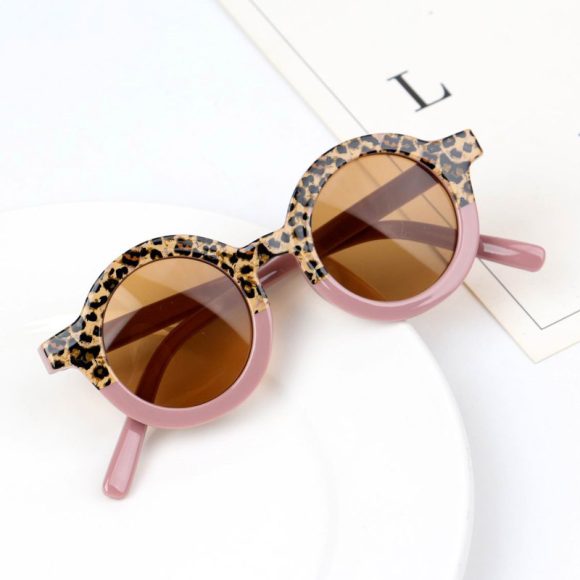 Children's Fashion Round Leopard Print Patchwork Shades - Image 3