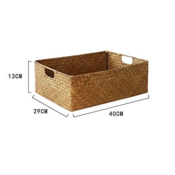 Straw Woven Rectangular Storage Baskets, Finishing Baskets, Woven Bamboo Baskets, Storage Baskets - Image 6