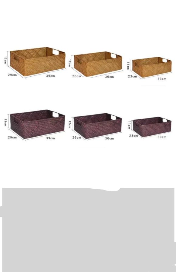 Straw Woven Rectangular Storage Baskets, Finishing Baskets, Woven Bamboo Baskets, Storage Baskets - Image 8