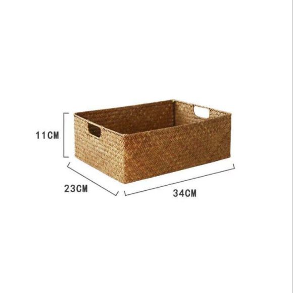 Straw Woven Rectangular Storage Baskets, Finishing Baskets, Woven Bamboo Baskets, Storage Baskets - Image 3