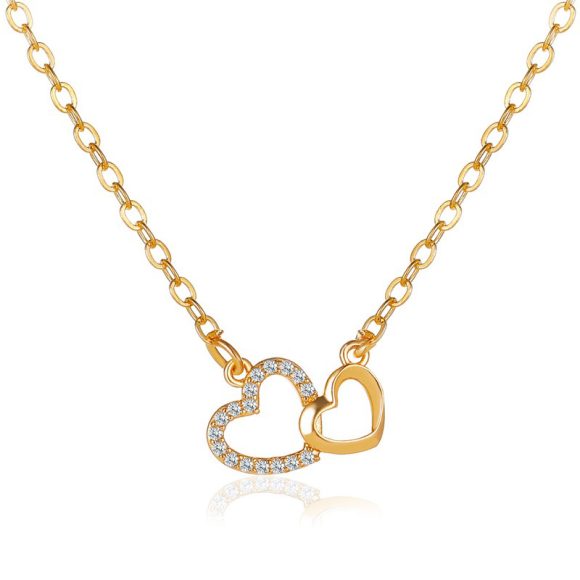 Love Necklace Temperament Double Peach Heart Pendant Clavicle Chain - Image 3