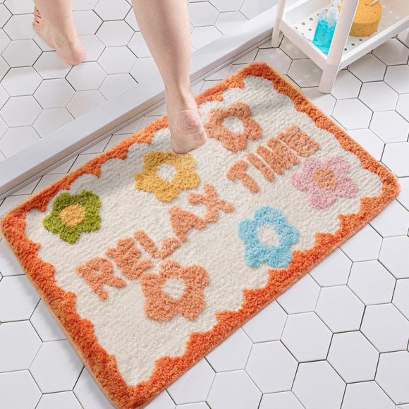1PC Ins Simple Bathroom Floret Carpet Flower Area Rugs Anti Slip - Image 2