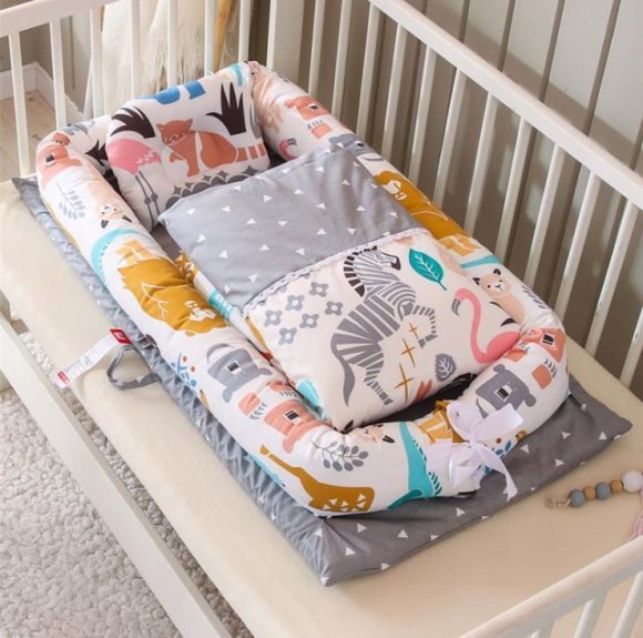 Crib Anti-pressure Newborn Foldable Portable Crib Middle Bed Baby Infant Mattress Bionic Travel Bed - Image 3