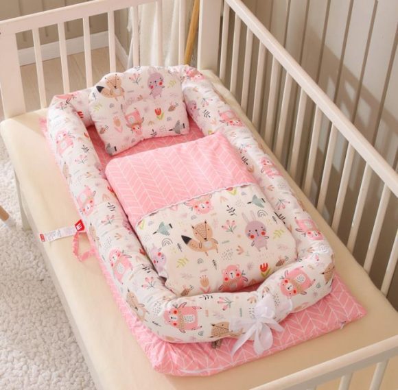 Crib Anti-pressure Newborn Foldable Portable Crib Middle Bed Baby Infant Mattress Bionic Travel Bed - Image 4