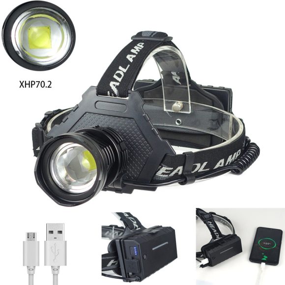 Cross-border XHP70 Headlight Telescopic Zoom USB Charging Strong Headlight Outdoor Waterproof Warning Headlight P70 Second Generation - Image 3