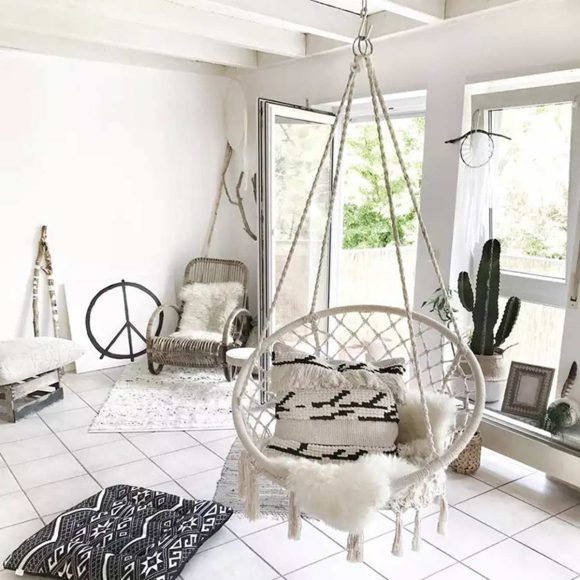 Nordic Style Round Hammock Outdoor Indoor Dormitory Bedroom Hanging Chair For Child Swinging Single Safety Hammock - Image 3