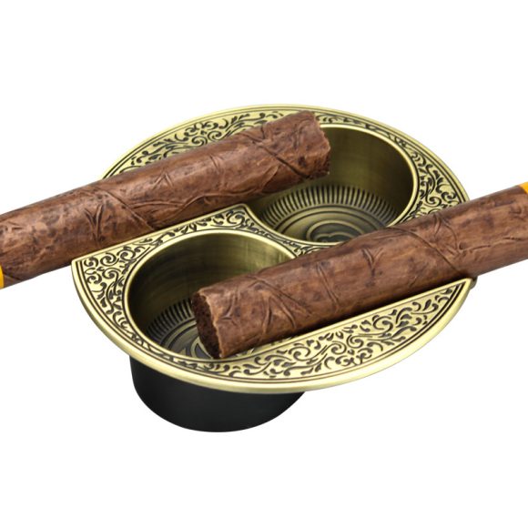 Cigar Ashtray Double Slot Retro Personality Ashtray Metal Ashtray Is Easy To Clean And Resistant To Fall - Image 2