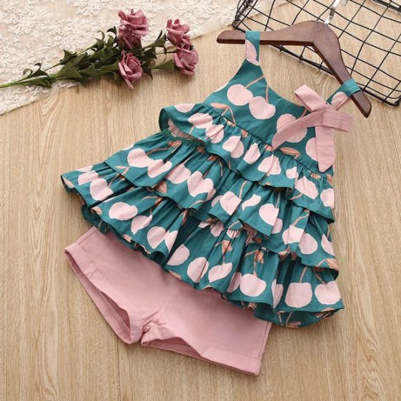 Kids Girls Clothes For Baby Girl Kids T-Shirt Shorts Suit - Image 4
