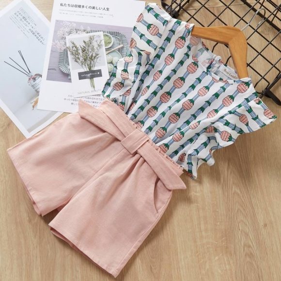 Kids Girls Clothes For Baby Girl Kids T-Shirt Shorts Suit - Image 2