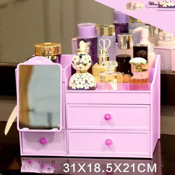 Desktop Organizer Box With Mirror Paper Towel Skin Care Product Rack - Image 4