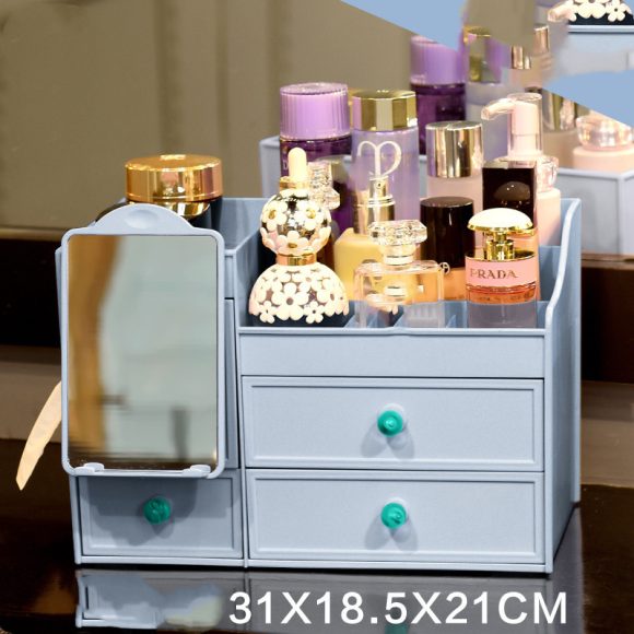 Desktop Organizer Box With Mirror Paper Towel Skin Care Product Rack - Image 7