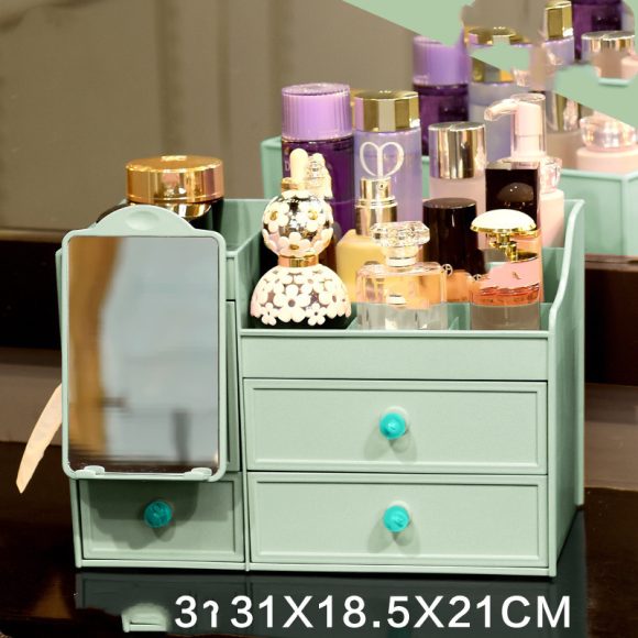 Desktop Organizer Box With Mirror Paper Towel Skin Care Product Rack - Image 5
