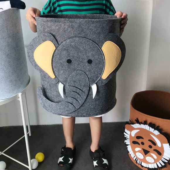 Cartoon Felt Storage Basket Toy Storage Bucket Portable Laundry Storage Basket - Image 7