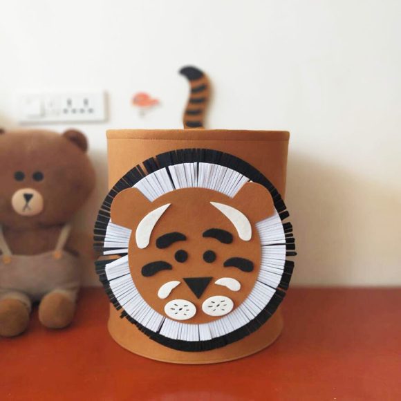 Cartoon Felt Storage Basket Toy Storage Bucket Portable Laundry Storage Basket - Image 9