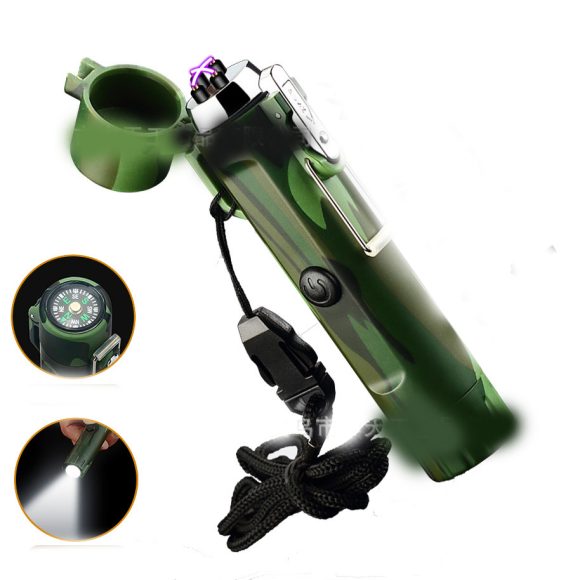 Outdoor Travel Compass Rechargeable Lighter Tube Waterproof Lighter Usb Pulse Lighter - Image 5