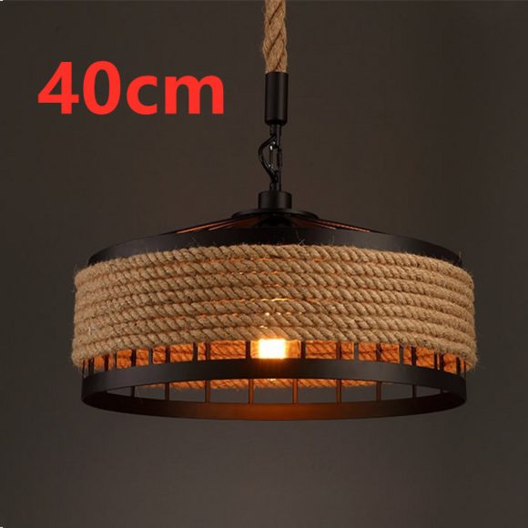 American Country Hemp Rope Restaurant Chandelier Personality Nordic Clothing Store Milk Tea Shop Round Wrought Iron LED Creative Chandelier - Image 9