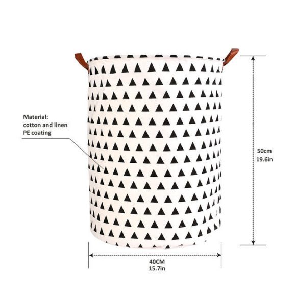 1pc Folding Laundry Basket Round Storage Bin Bag Large Hampe - Image 9
