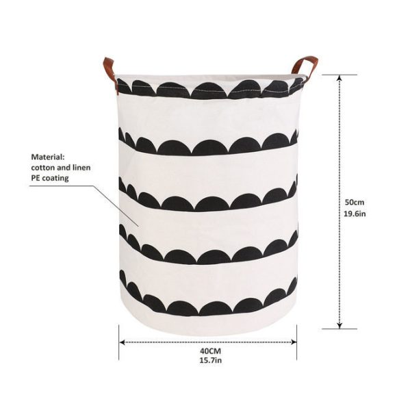 1pc Folding Laundry Basket Round Storage Bin Bag Large Hampe - Image 2
