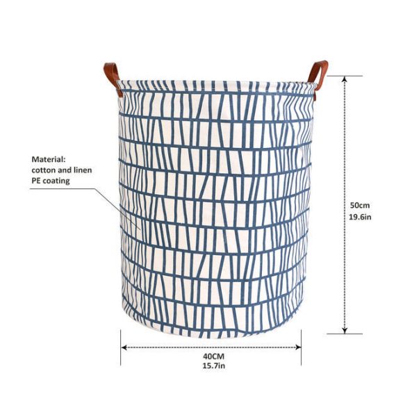 1pc Folding Laundry Basket Round Storage Bin Bag Large Hampe - Image 4