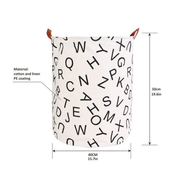 1pc Folding Laundry Basket Round Storage Bin Bag Large Hampe - Image 3
