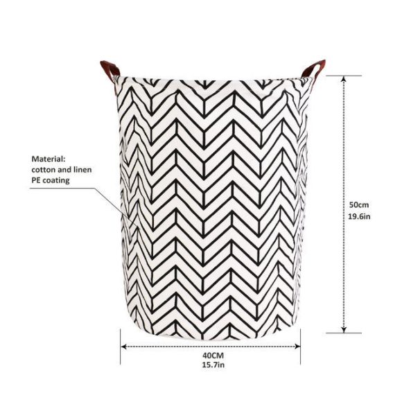 1pc Folding Laundry Basket Round Storage Bin Bag Large Hampe - Image 5