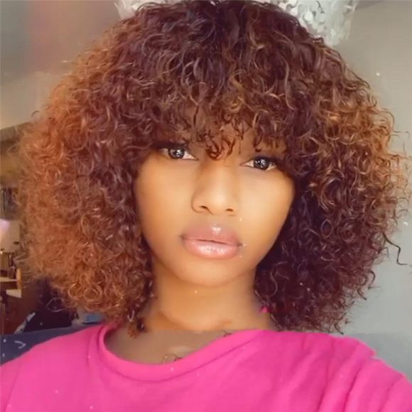 Women's Black African Small Curly Short Curly Hair Wig Long Hair Wig Short Curly Hair - Image 3